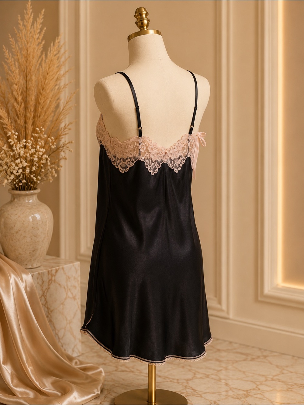 Victoria's Secret Black Chemise with Blush Lace - Picture 3 of 6